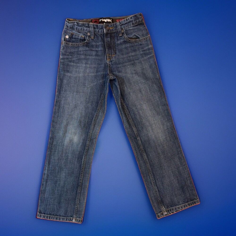Tony Hawk Boys 10 Slim Straight Leg Blue Jeans 100% Cotton rigid Denim